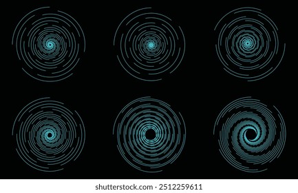 Set of abstract swirl circle geometric lines