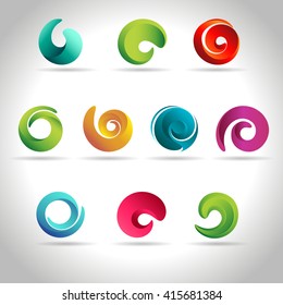 Set of abstract swirl colorful icons, vector illustration