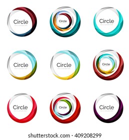 Conjunto de giros y círculos abstractos, colección de vectores de logotipo