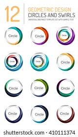 Conjunto de giros y círculos abstractos, colección de vectores de logotipo