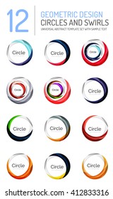 Set of abstract swirls and circles, logo vector collection