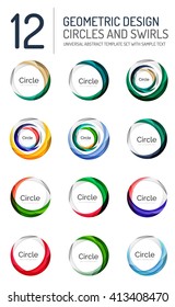 Set of abstract swirls and circles, logo vector collection