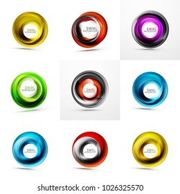 Set of abstract swirls. Vector bright color round waves backgrounds with copyspace