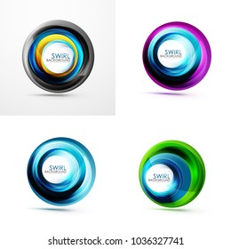 Conjunto de giros abstractos. Vector de colores brillantes ondas redondeadas fondo con espacio de copia
