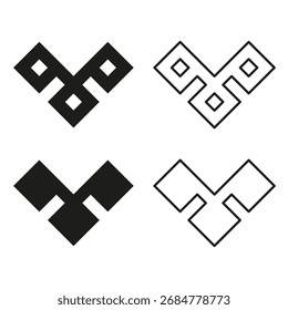 Set of abstract symbols. Geometric shape outlines. Black white graphic. Vector unique elements. EPS 10.