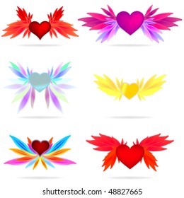 Set of abstract symbols from hearts. Vector. Icons.