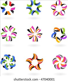 Set of abstract symbols and icons - vector illustration