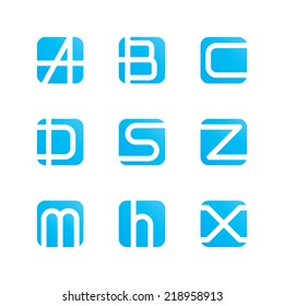 set of abstract symbols letters a, b, c, d, s, z, m, h, x. template logo design. vector eps8