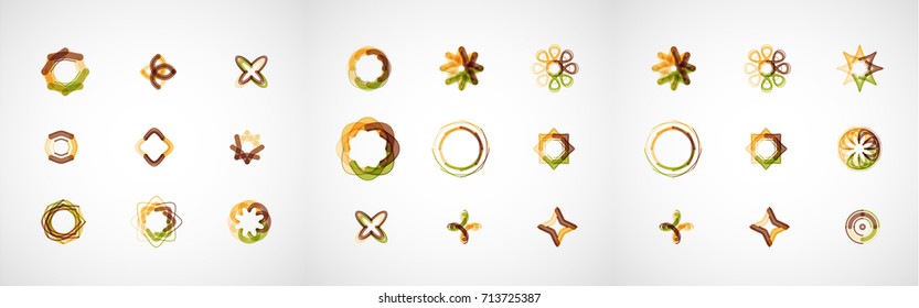 Set of abstract symmetric geometric icons, vector symbols