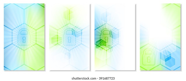 Set of abstract technological wallpaper with global security concept/vector illustration.
