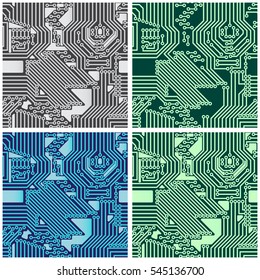 Set of abstract technology background of computer board device (motherboards). Electrical circuit.