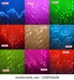 Set of abstract technology circuit board. Vector background