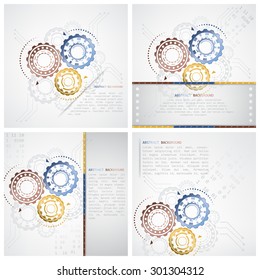 Set of abstract technology color gears vector background