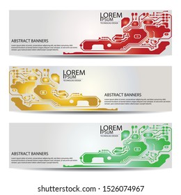 Set Abstract technology computer vector banners circuit board vector. EPS10