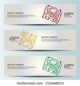 Computer Abstract Banner Set Abstract Technology Computer Vector Banners Stock Vector (Royalty ...