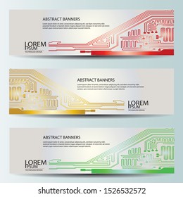 Set Abstract technology computer vector banners circuit board vector. EPS10