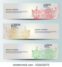 Set Abstract technology computer vector banners circuit board vector. EPS10
