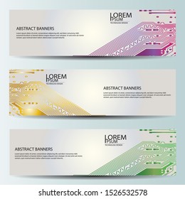 Set Abstract technology computer vector banners circuit board vector. EPS10