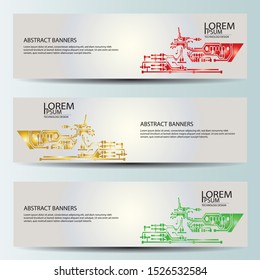 Set Abstract technology computer vector banners circuit board vector. EPS10