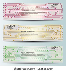 Set Abstract technology computer vector banners circuit board vector. EPS10