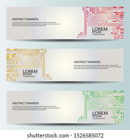 Set Abstract technology computer vector banners circuit board vector. EPS10