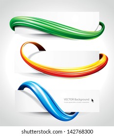 Set Of Abstract Technology Curve Header Background.