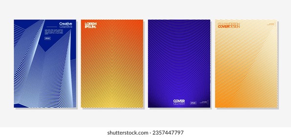 Set of abstract technology digital line poster cover design