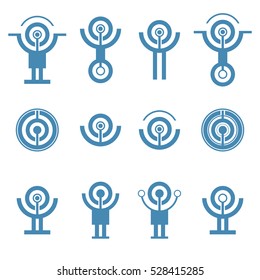 Set of abstract technology icon. Communication logo. Technology futuristic elements.