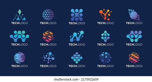 Set Abstract Technology Logo Design Stock Vector (Royalty Free ...