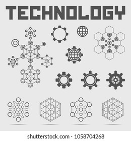 Set of abstract technology logo template. Vector logo technology sign.