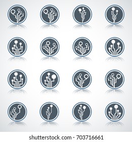 Set of abstract technology signs. Circuit elements. Science signs.