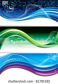 Set of abstract technology wave background/banner.