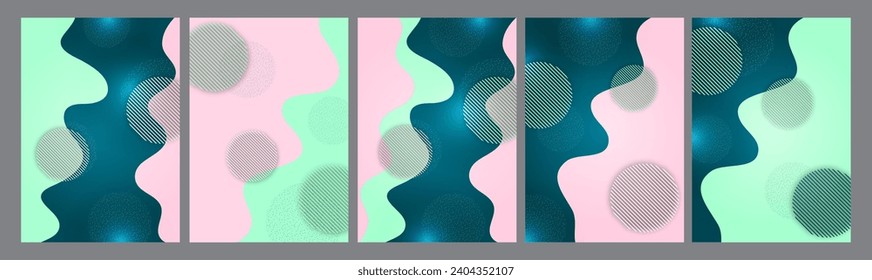 Establecer. Resumen de diseño de ondas tecnológicas, círculo, puntos superpuestos. para el diseño. Ilustración del vector