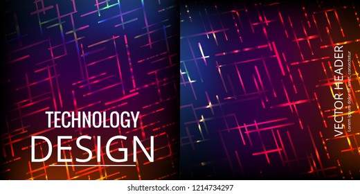 Set of abstract technology web banner.