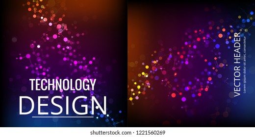 Set of abstract technology web banner.