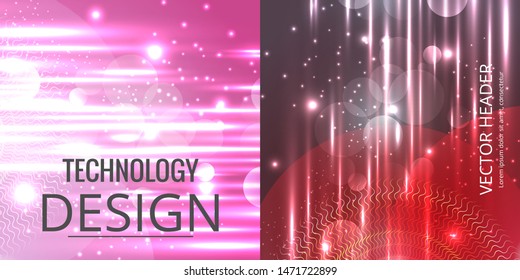 Set of abstract technology web banner.