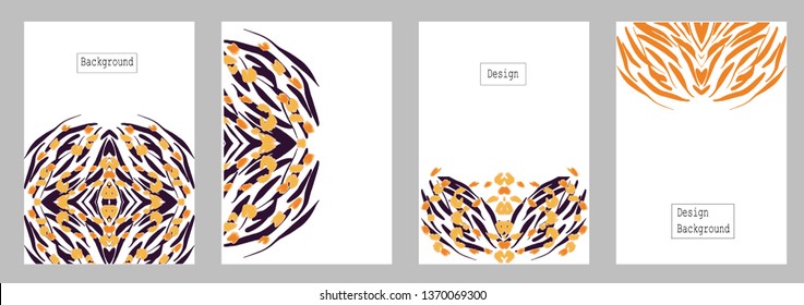 Set of abstract template with animal print. Artistic background. Text place. Vector. 
