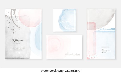 Set of abstract template background with pastel watercolor shapes