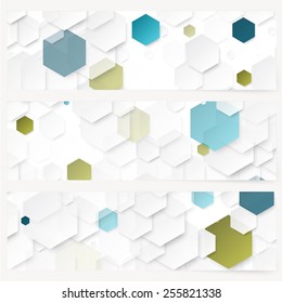 Set of abstract template banner with color hexagons 