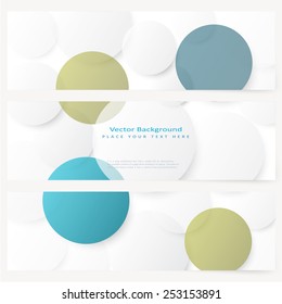 Set of abstract template banner with simple volume color circles 