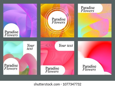 Set of abstract template cards with multicolored lines for design