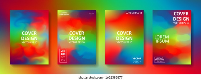 Set of abstract template design of modern cover with bright colors blue,red,green,violet, yellow.Layout for flyer,poster, or brochure.Layout isolated on colorful background.  