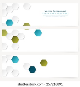 Set of abstract template horizontal banner with color hexagons