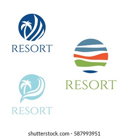  Set of abstract template logo design for resort theme. Vector illustration