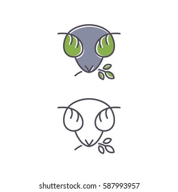  Set of abstract template logo design with concept sheep and leaves. Vector illustration