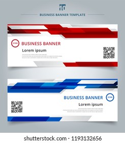 Set of abstract template technology web banner geometric red and blue color shiny motion background. Vector corporate design