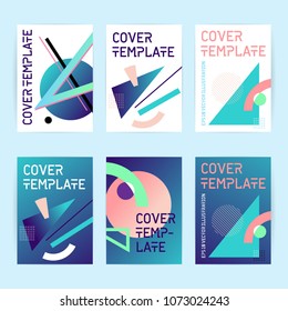 Set of abstract templates for book, brochure or report cover. A4 size