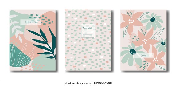 Conjunto de plantillas abstractas para portadas, fondos, folletos, cuadernos, libros, carteleras, tarjetas, impresiones, carteles, historias, medios sociales. Arte moderno estilo creativo trendy ilustraciones vectoriales