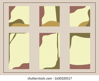 Set of abstract templates for posts and stories in social networks. Modern vector illustration.