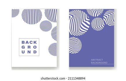 Set abstrakter Vorlagen mit Formen und Linien in sehr peri Farbe. Vektorhintergrund im minimalistischen Stil.